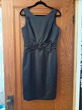White House Black Market Black Bow-Detail Midi Sheath Dress
